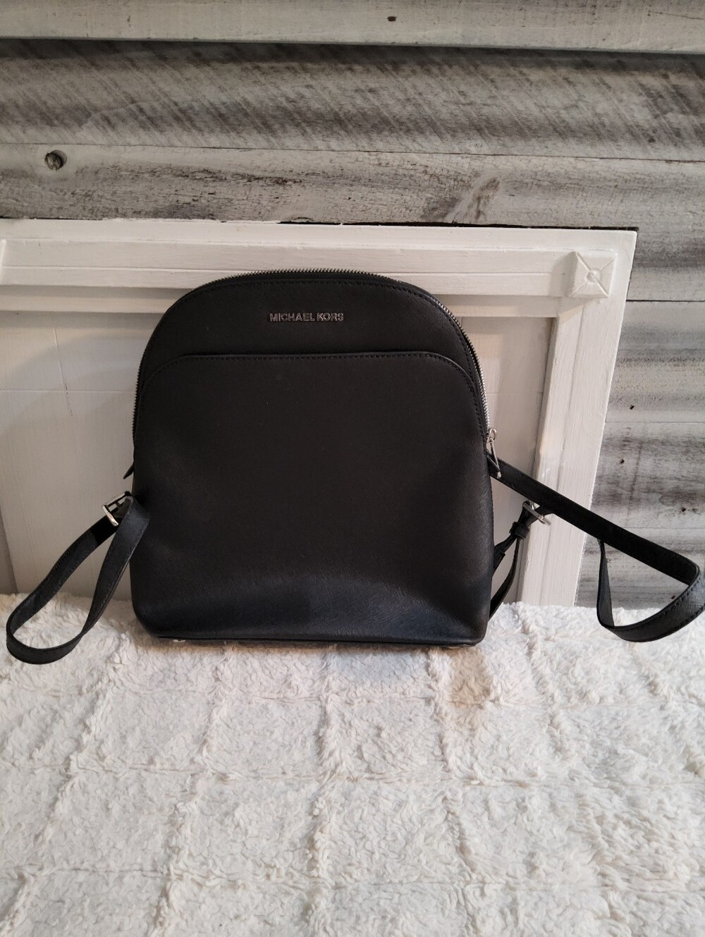Michael Kors Black Leather Dome Crossbody Messenger